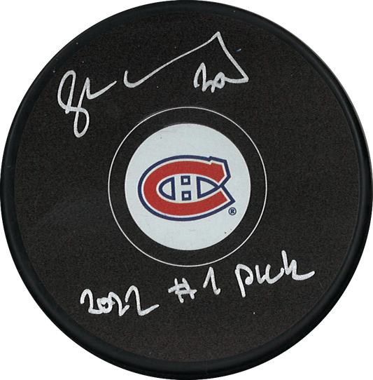 Juraj Slafkovsky rondelle NHL autographiée avec inscription 2022 #1 PICK Canadiens de Montréal