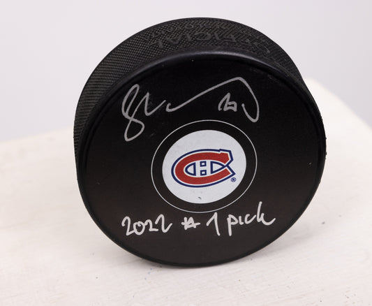 Juraj Slafkovsky rondelle NHL autographiée avec inscription 2022 #1 PICK Canadiens de Montréal