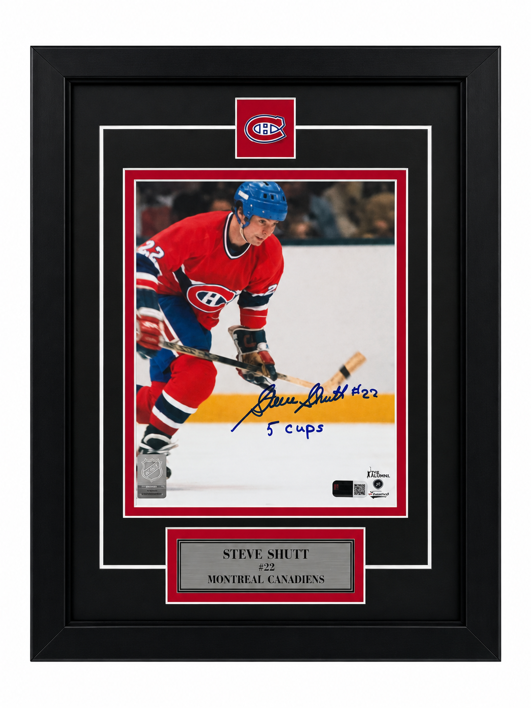 Steve Shutt 8x10 encadré avec épinglette et plaque des Canadiens de Montréal