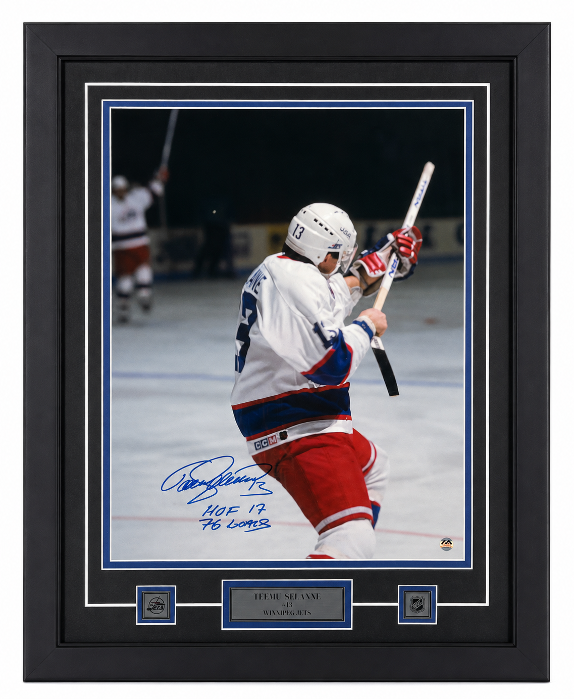 Teemu Selanne autographed and framed 16x20 photo with inscription (Winnipeg Jets)