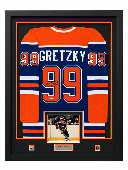 Wayne Gretzky gilet encadré et autographié (UDA) Oilers d'Edmonton